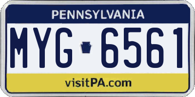 PA license plate MYG6561