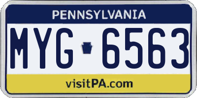 PA license plate MYG6563