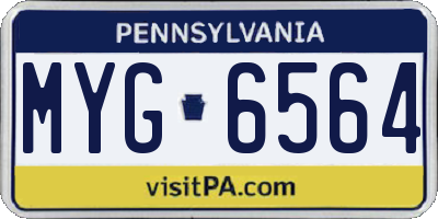 PA license plate MYG6564