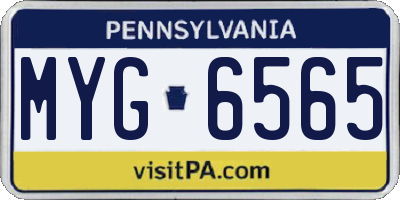 PA license plate MYG6565