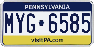 PA license plate MYG6585