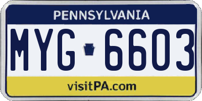 PA license plate MYG6603