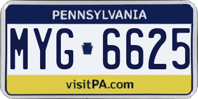 PA license plate MYG6625