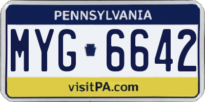 PA license plate MYG6642