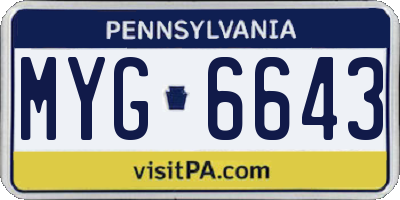 PA license plate MYG6643