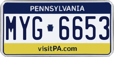 PA license plate MYG6653