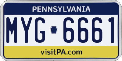 PA license plate MYG6661