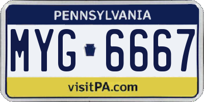 PA license plate MYG6667