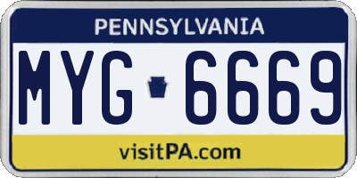 PA license plate MYG6669