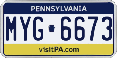 PA license plate MYG6673