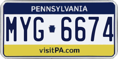 PA license plate MYG6674