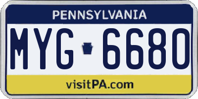 PA license plate MYG6680