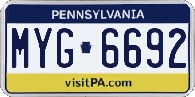 PA license plate MYG6692