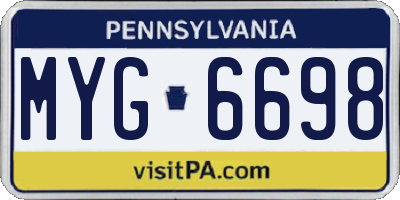 PA license plate MYG6698