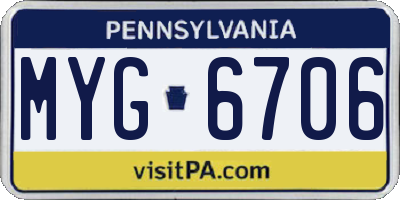 PA license plate MYG6706