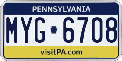PA license plate MYG6708