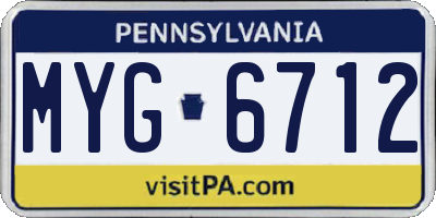 PA license plate MYG6712