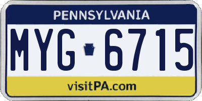 PA license plate MYG6715