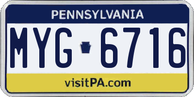PA license plate MYG6716