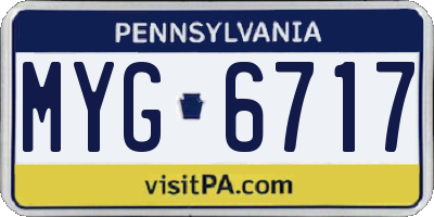 PA license plate MYG6717