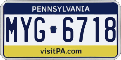PA license plate MYG6718