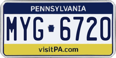 PA license plate MYG6720