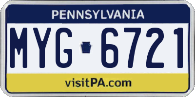 PA license plate MYG6721