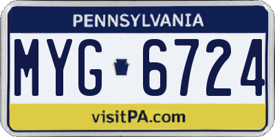 PA license plate MYG6724
