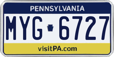 PA license plate MYG6727