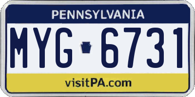 PA license plate MYG6731