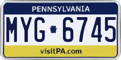 PA license plate MYG6745