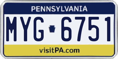 PA license plate MYG6751
