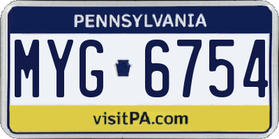PA license plate MYG6754