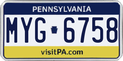 PA license plate MYG6758