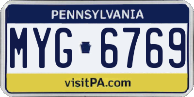 PA license plate MYG6769
