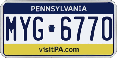 PA license plate MYG6770