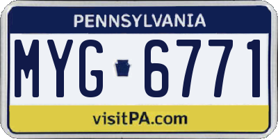 PA license plate MYG6771