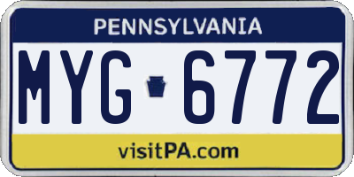 PA license plate MYG6772