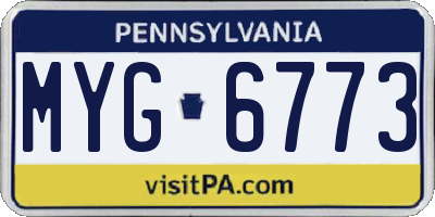 PA license plate MYG6773