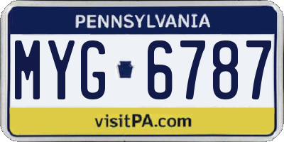 PA license plate MYG6787