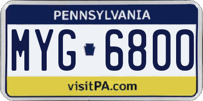 PA license plate MYG6800