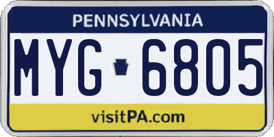 PA license plate MYG6805