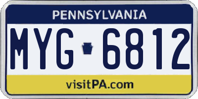 PA license plate MYG6812