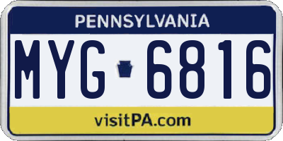 PA license plate MYG6816