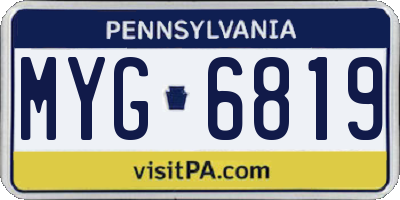 PA license plate MYG6819