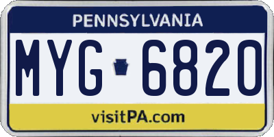 PA license plate MYG6820