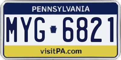 PA license plate MYG6821
