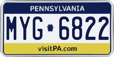 PA license plate MYG6822