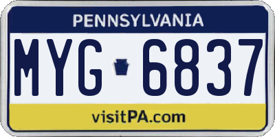 PA license plate MYG6837