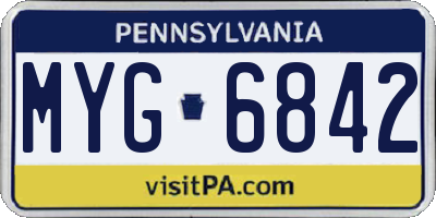 PA license plate MYG6842
